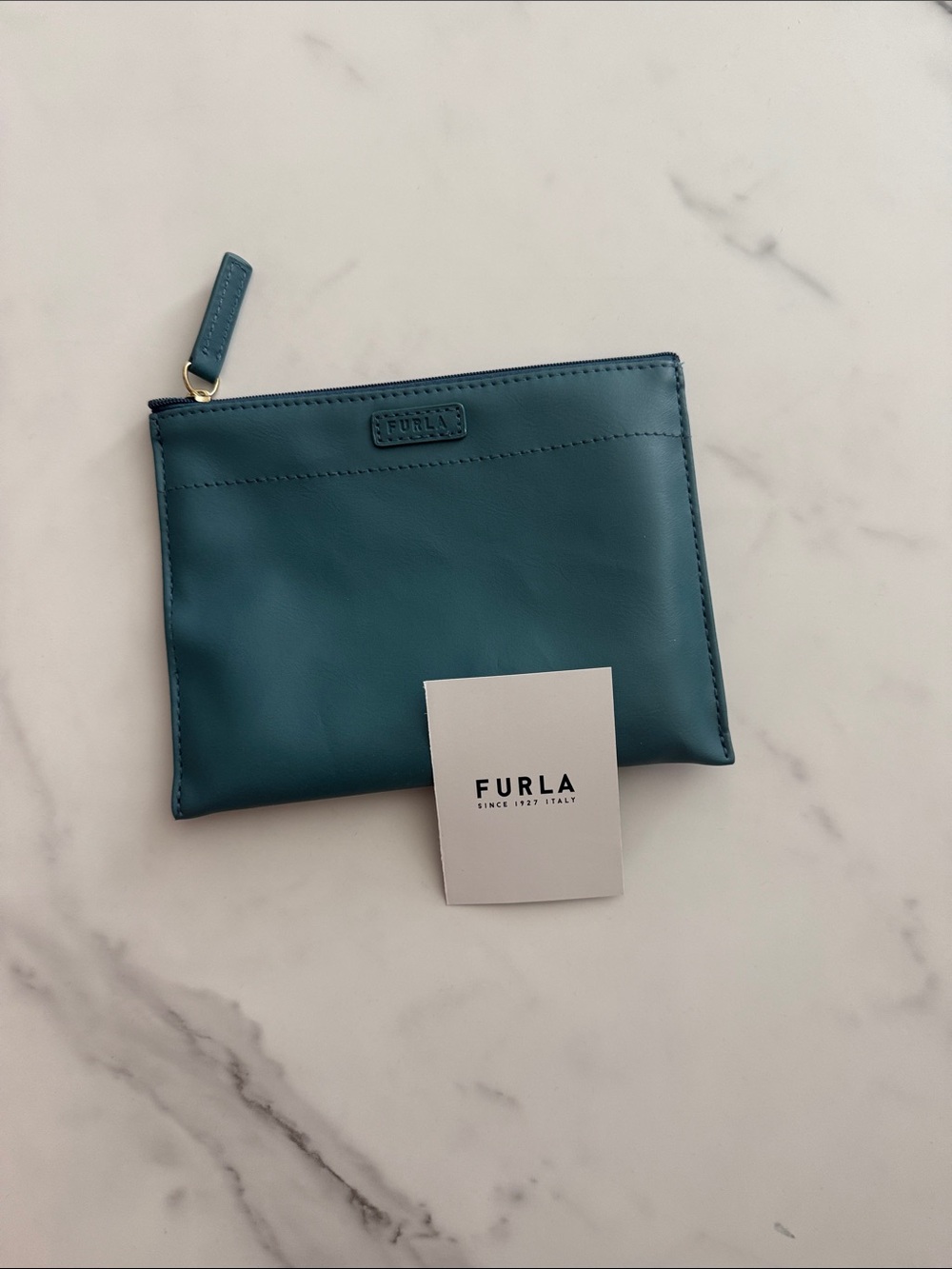 Furla Zip Wrist Pouch in Teal color